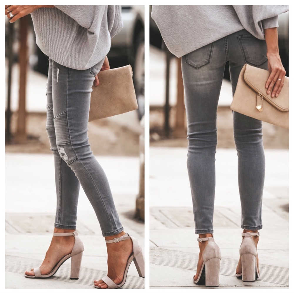 1 LEFT‼️5 ⭐️ Grey Wash Moto Skinnies - Picture 5 of 8
